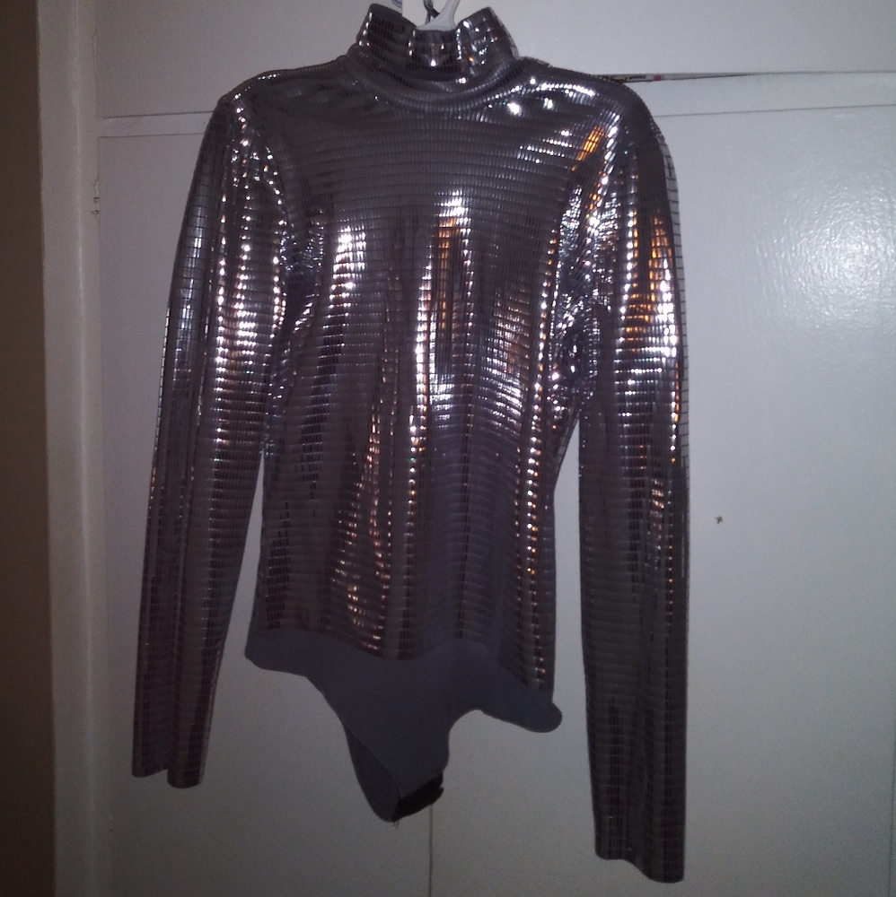 Emporio Armani metallic silver bodysuit